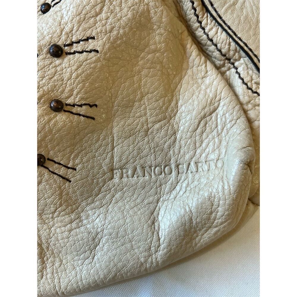 Franco Sarto Women's White Studded Floral Leather Shoulder Bag - Picture 13 of 14